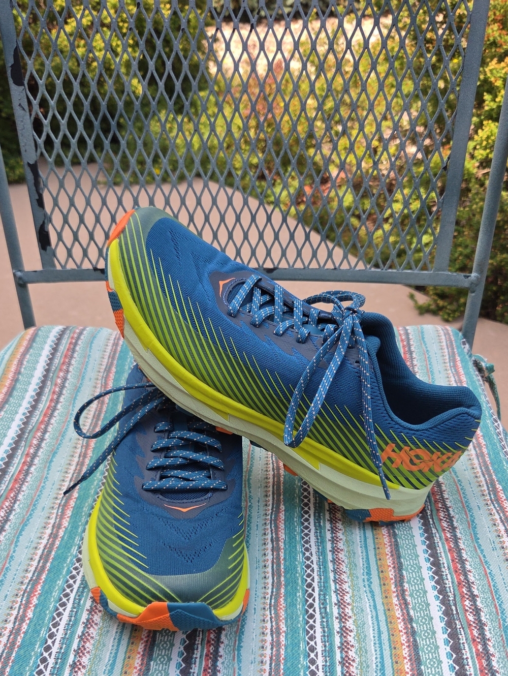 Men's Hoka One One Torrent 2 Teal Running Sneakers with Lime and Orange Accents